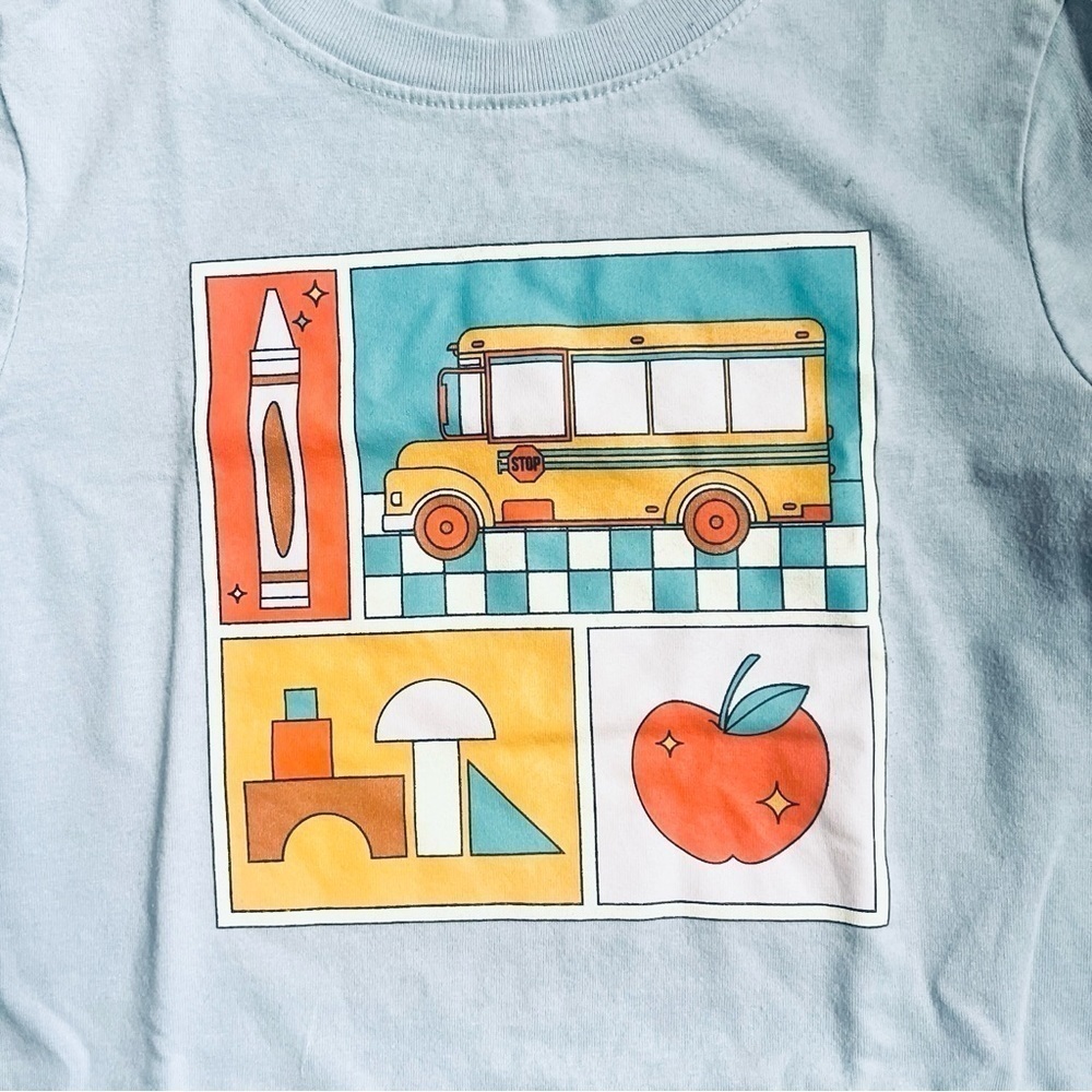 Cat & Jack casual play shirt top baby blue long sleeve graphic design Boys 5T - Picture 9 of 9
